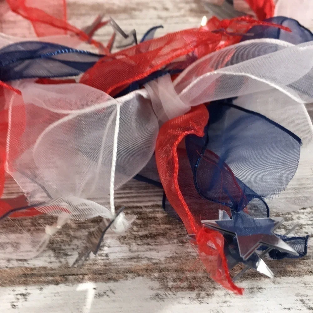 Patriotic Red White Blue Ribbon Hair Bow Headband